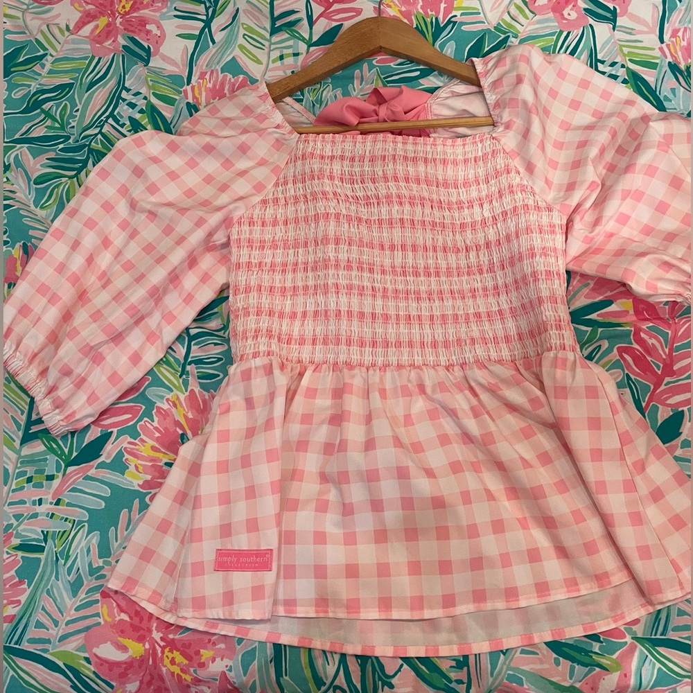 Pink Gingham Smocked Dress